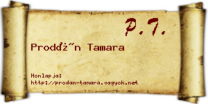 Prodán Tamara névjegykártya